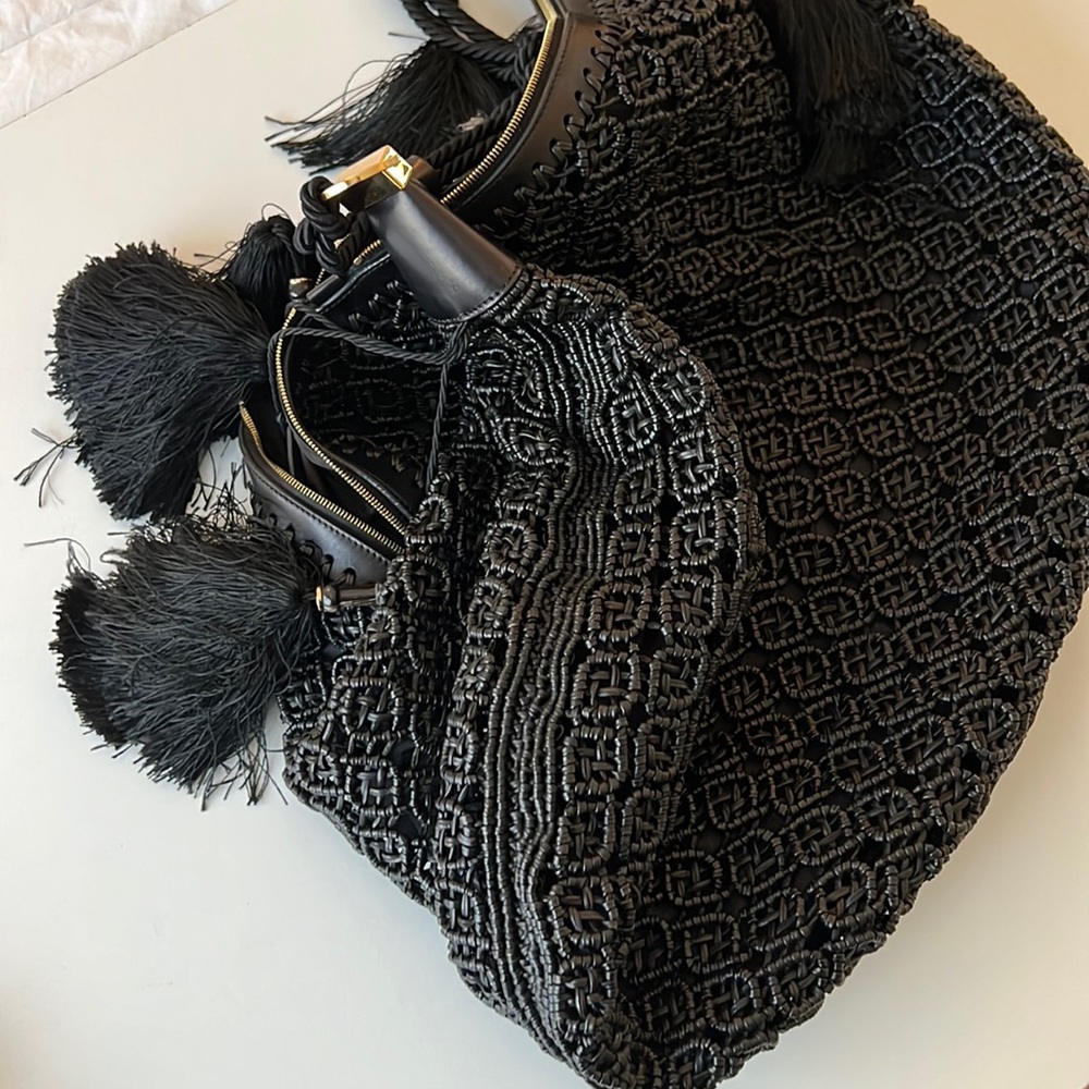 THE ROW RARE Black Leather handwoven Bag Made in Italy